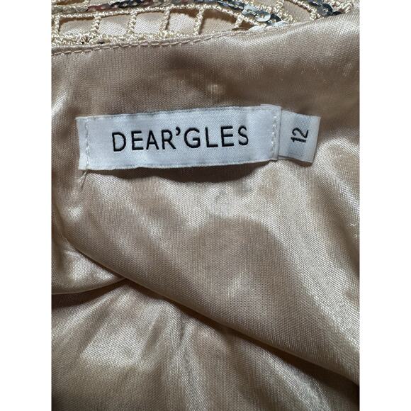 Dear’Gles Sz 12 Silver Sequin Mini Dress Metallic Glam Disco Cocktail Holiday - Picture 4 of 6